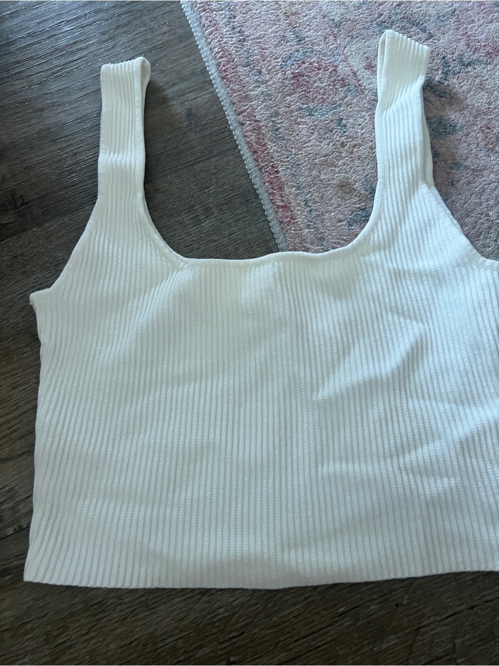 Glassons White Ribbed Square-Neck Tank Top